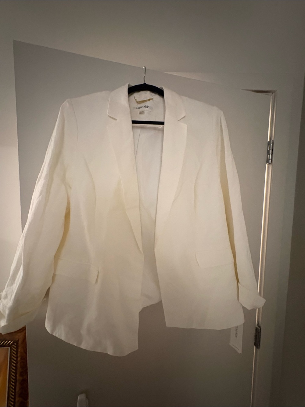 Catherine Malandrin White Womens Blazer - Classic Open-Front Jacket